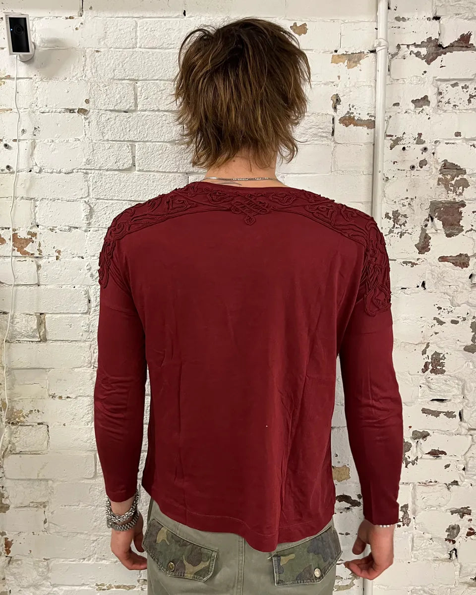 Dries Van Noten Red Embroidered Longsleeve T-Shirt GpqROYy 2