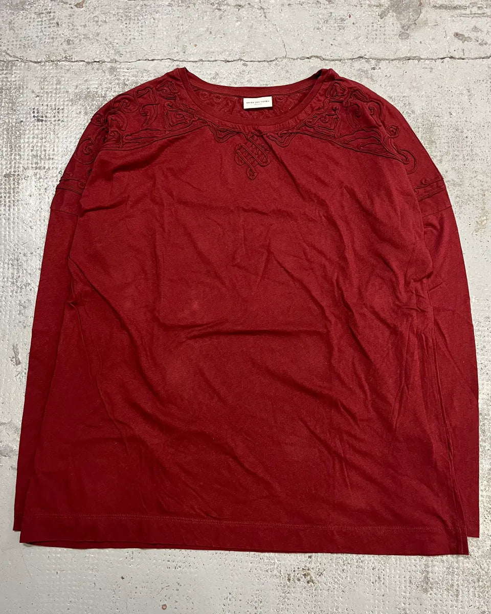 Dries Van Noten Red Embroidered Longsleeve T-Shirt GpqROYy 3