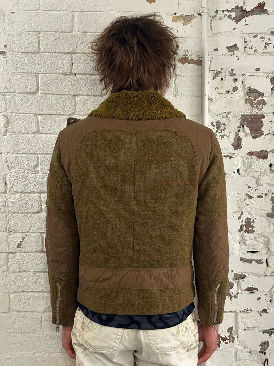 Dries Van Noten Sherpa Collar Asymmetrical Zip Wool Olive Jacket rgKjaWW 2