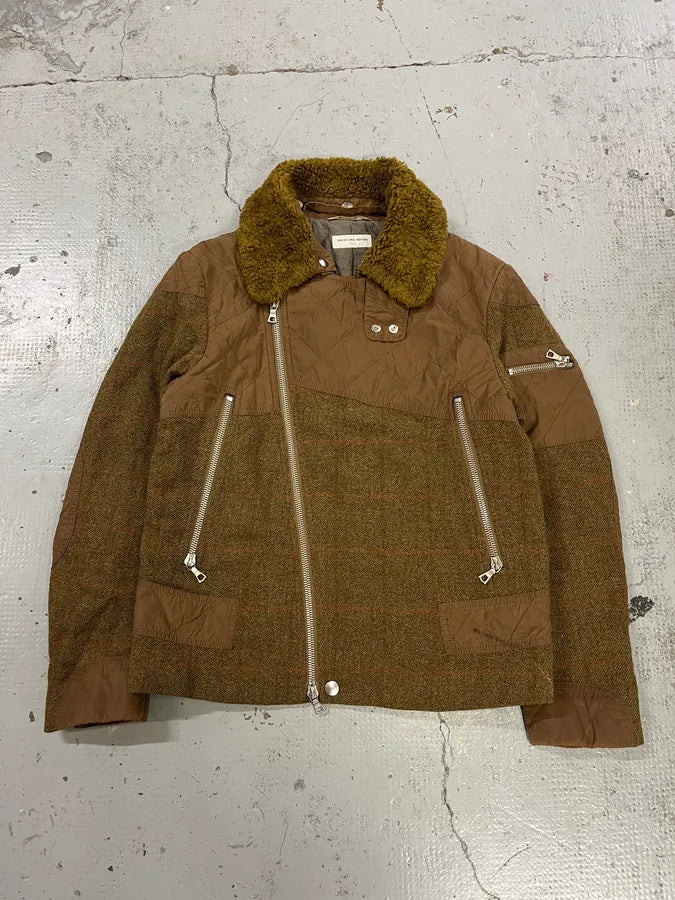 Dries Van Noten Sherpa Collar Asymmetrical Zip Wool Olive Jacket rgKjaWW 3