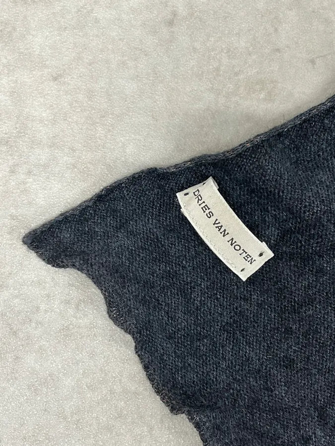 Dries Van Noten Wool Metallic Grey Scarf ssWFJel 3