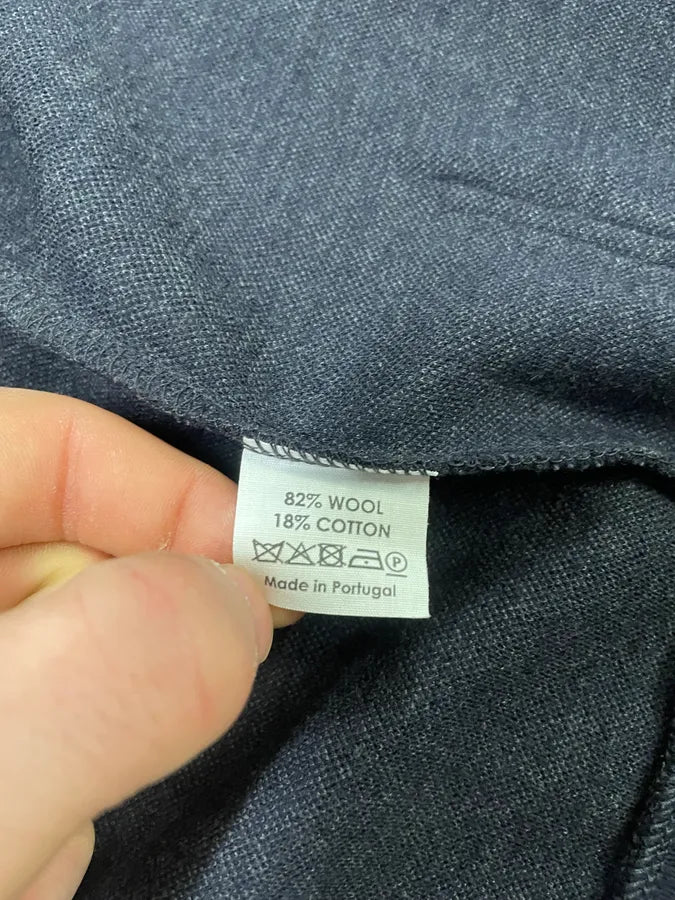 Dries Van Noten Wool Pinstriped Navy Zip-up Sweatshirt (L) ifCswOt 10