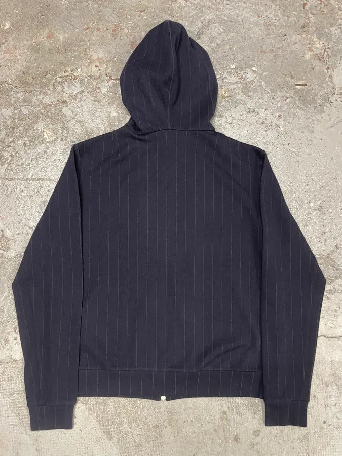 Dries Van Noten Wool Pinstriped Navy Zip-up Sweatshirt (L) ifCswOt 6