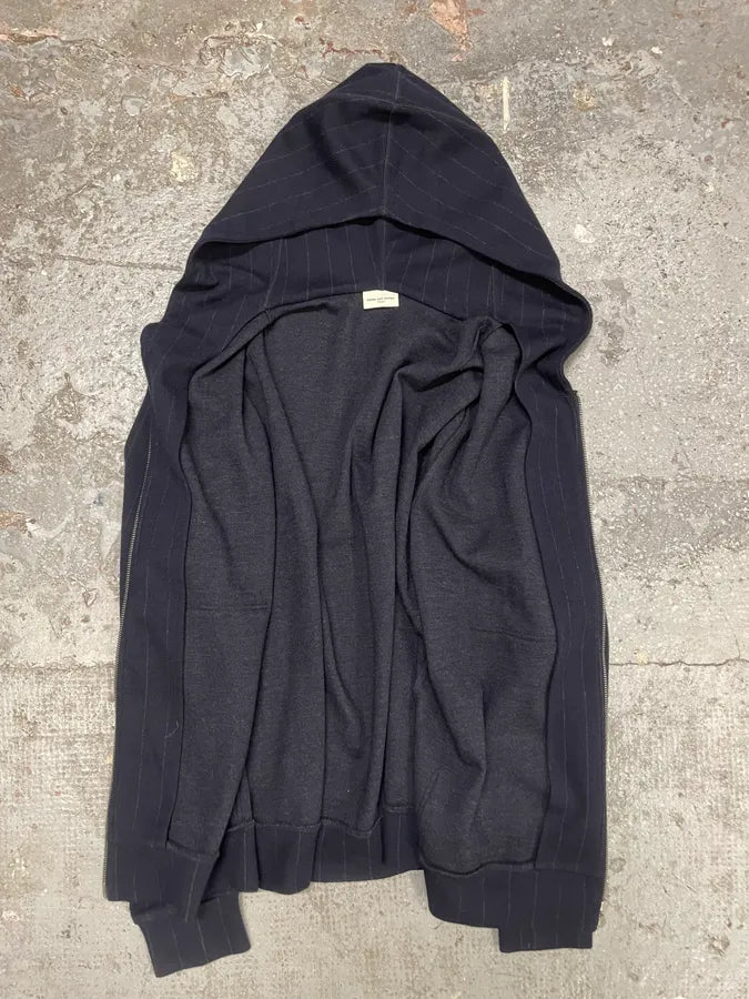 Dries Van Noten Wool Pinstriped Navy Zip-up Sweatshirt (L) ifCswOt 7