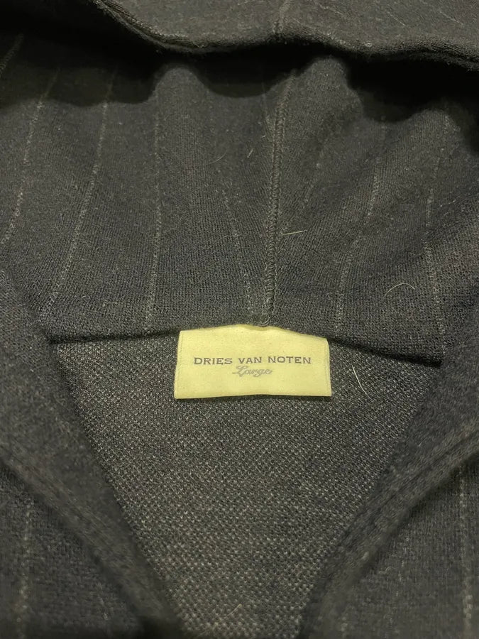 Dries Van Noten Wool Pinstriped Navy Zip-up Sweatshirt (L) ifCswOt 9