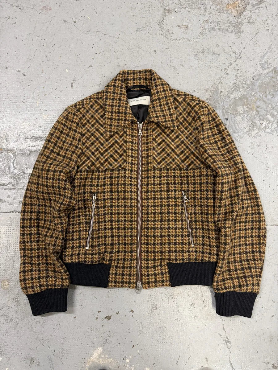 Dries Van Noten Wool Tartan Camel Jacket geFgeII 0