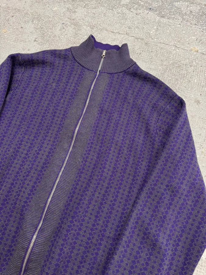 Drives Van Noten Wool Merino Purple Zip-Up (L/XL) 1