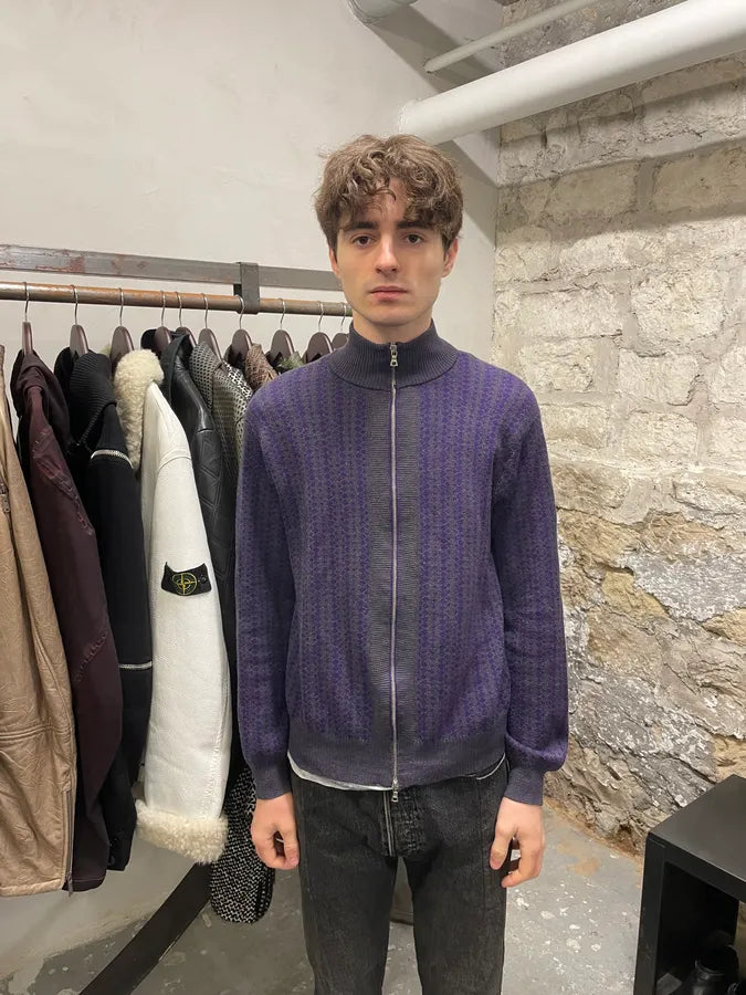 Drives Van Noten Wool Merino Purple Zip-Up (L/XL) 3