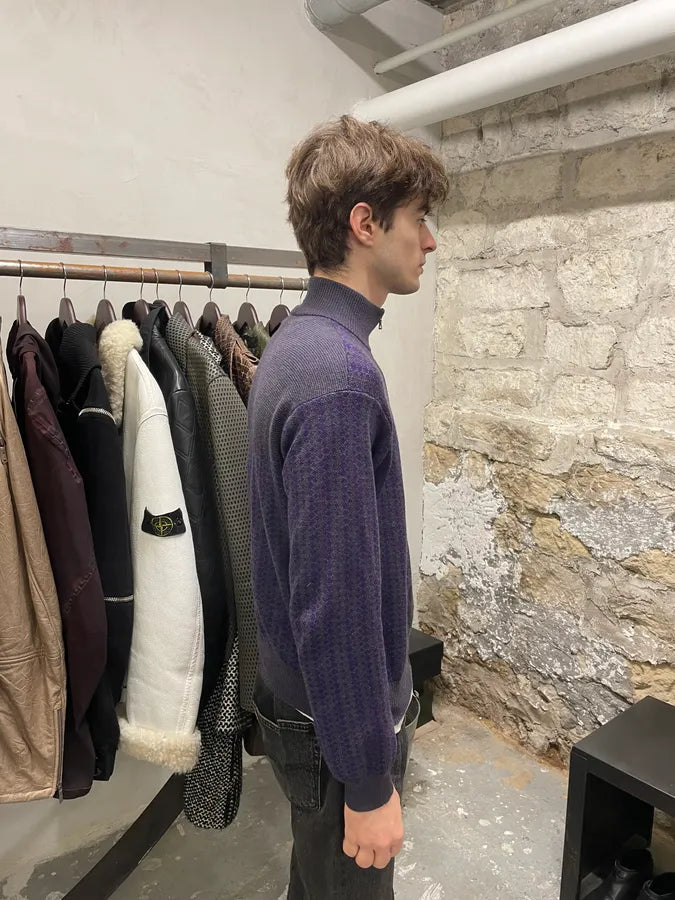 Drives Van Noten Wool Merino Purple Zip-Up (L/XL) 4