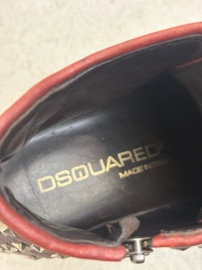 Dsquared2 Eroded Bordeaux Leather Stars Studded High Sneakers vmgUHWe 9