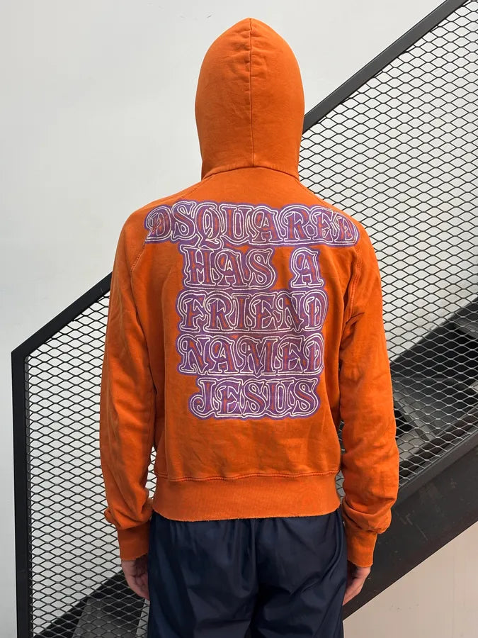 AW2005 Dsquared2 Orange Jesus Friend Zip-up Hoodie GdZdDir 2