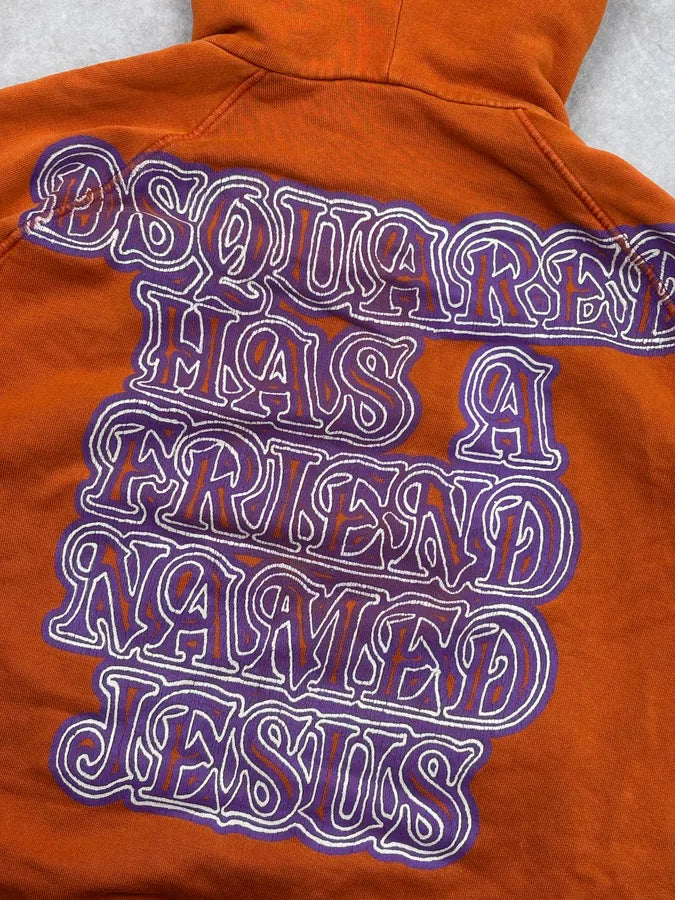 AW2005 Dsquared2 Orange Jesus Friend Zip-up Hoodie GdZdDir 9