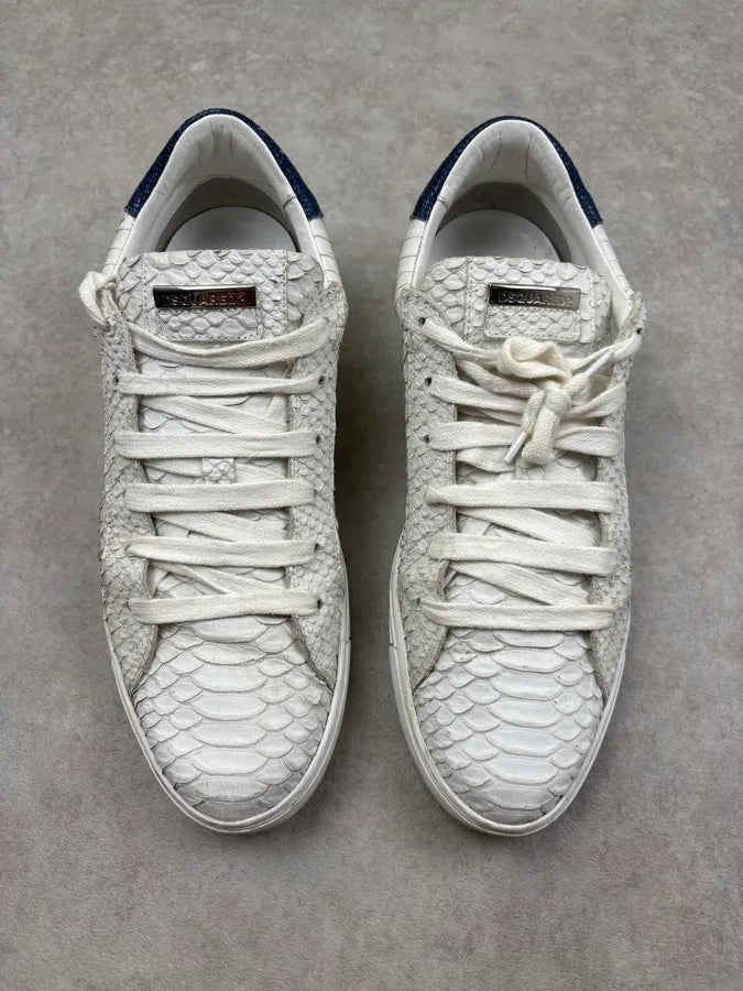Dsquared White Python Leather Low Sneakers PwHyLyc 1