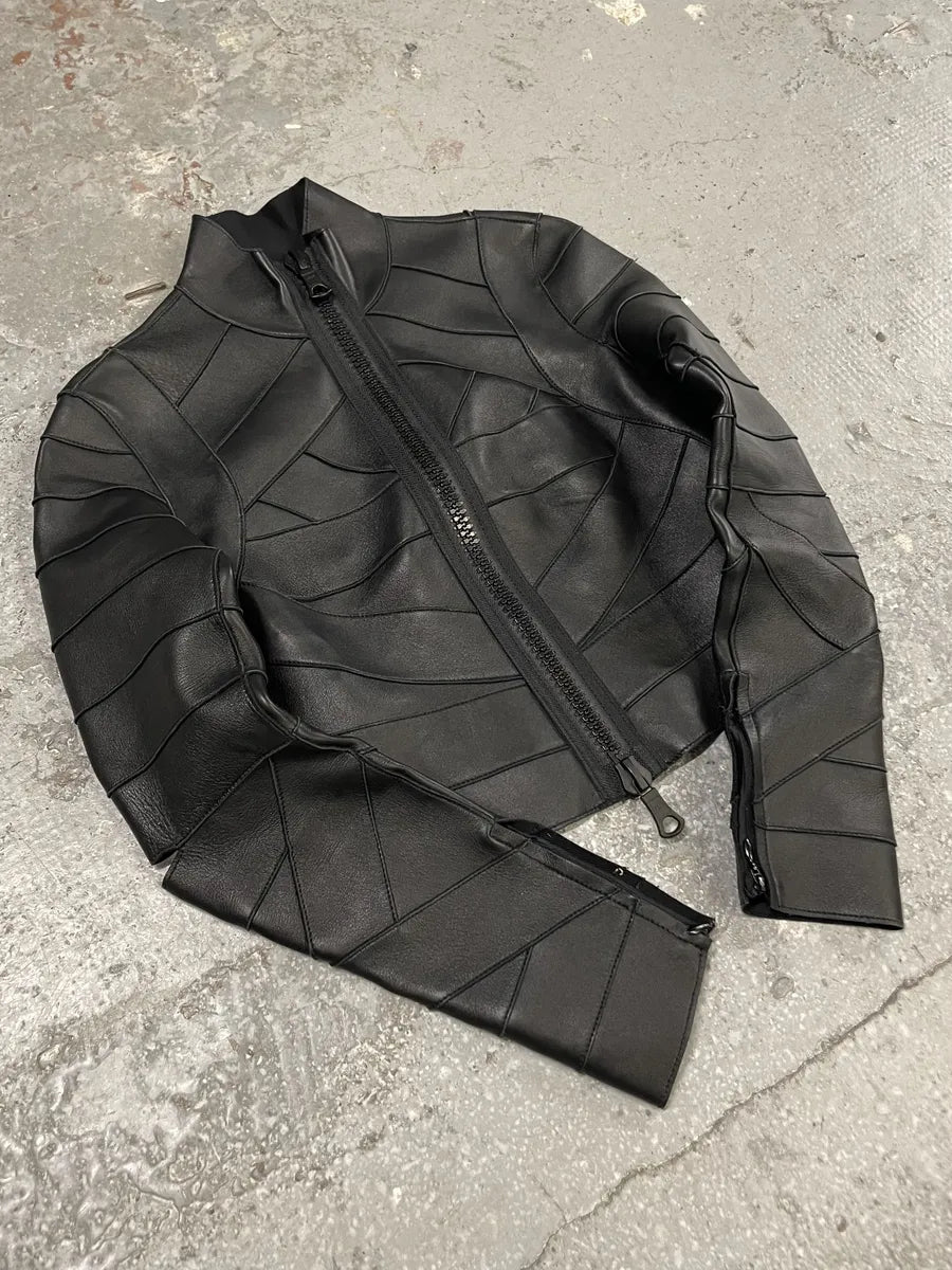DSquared2 Banded Black Avant-Garde Leather Cropped Jacket (XS/S) 2