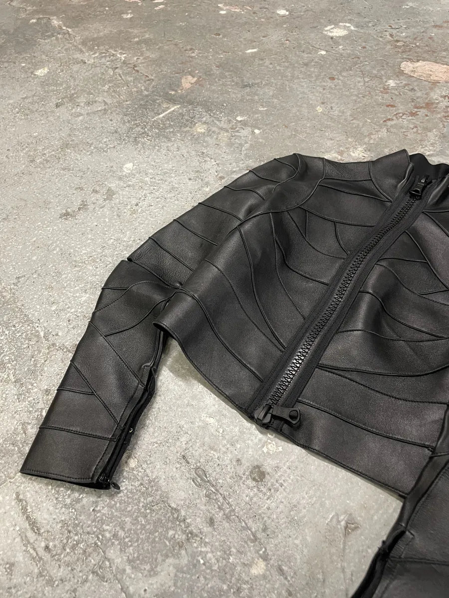 DSquared2 Banded Black Avant-Garde Leather Cropped Jacket (XS/S) 4
