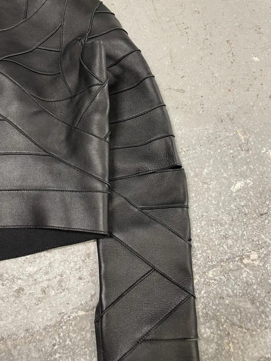 DSquared2 Banded Black Avant-Garde Leather Cropped Jacket (XS/S) 5