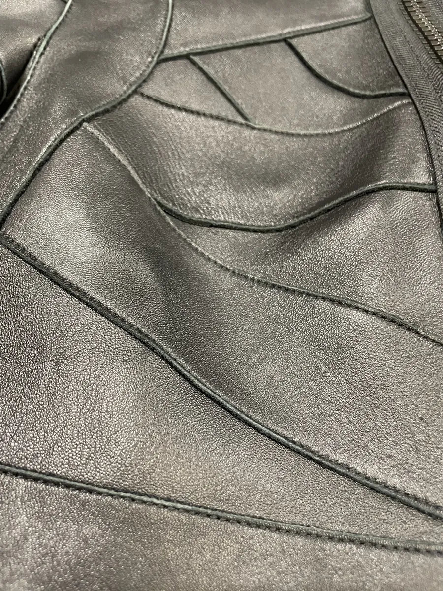 DSquared2 Banded Black Avant-Garde Leather Cropped Jacket (XS/S) 7