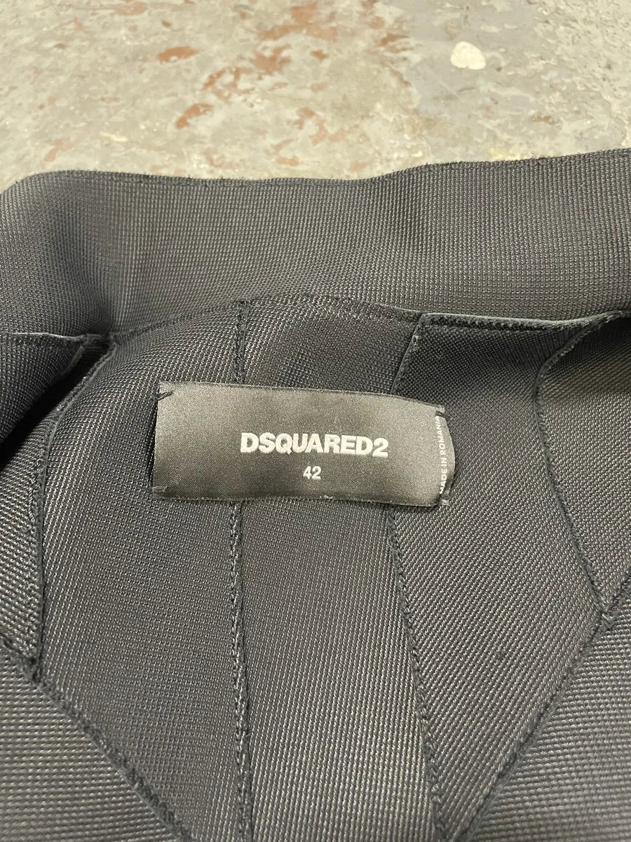 DSquared2 Banded Black Avant-Garde Leather Cropped Jacket (XS/S) 8
