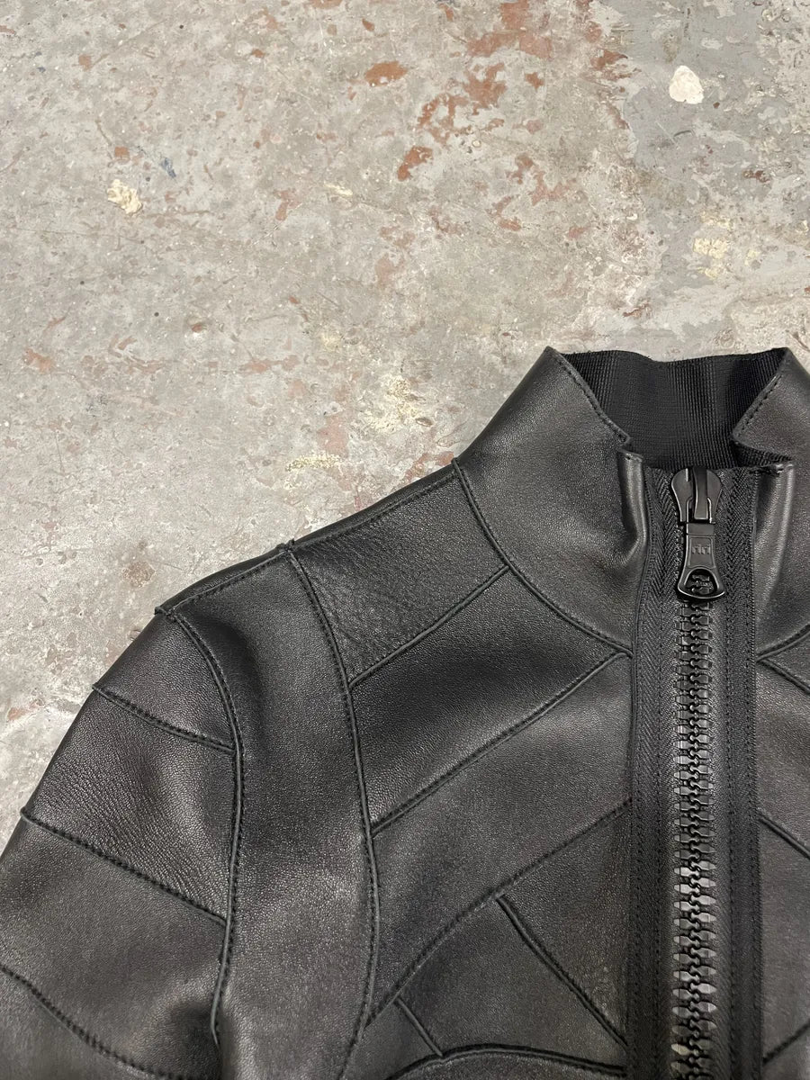 DSquared2 Banded Black Avant-Garde Leather Cropped Jacket (XS/S) 9