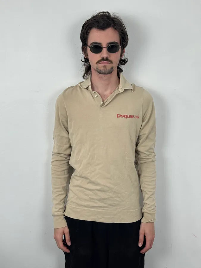AW2007 Dsquared2 Beige Dog Longsleeve Polo JzRZmjl 0