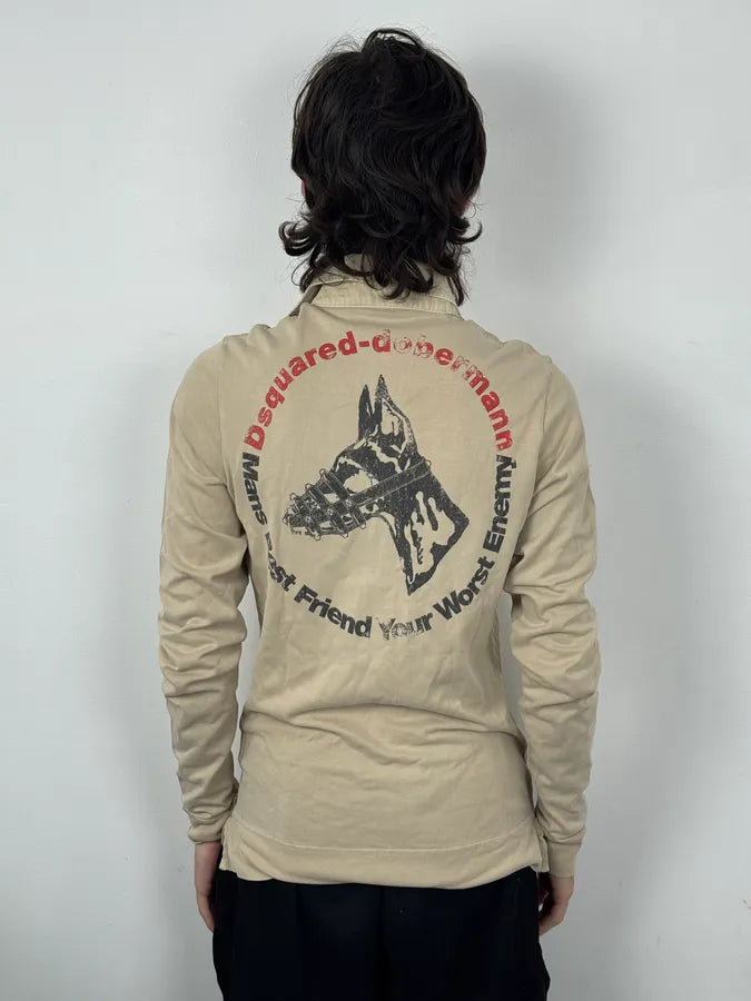 AW2007 Dsquared2 Beige Dog Longsleeve Polo JzRZmjl 1