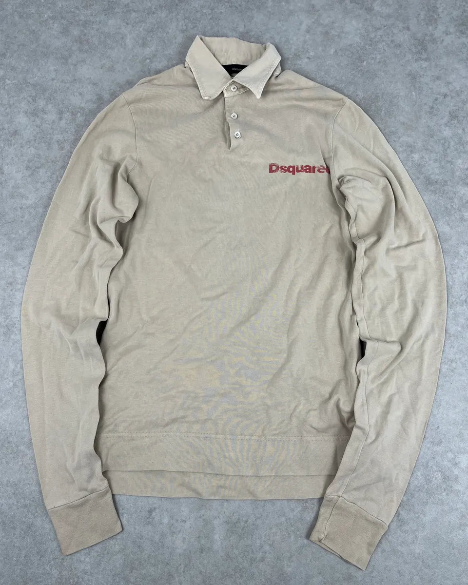 AW2007 Dsquared2 Beige Dog Longsleeve Polo JzRZmjl 2