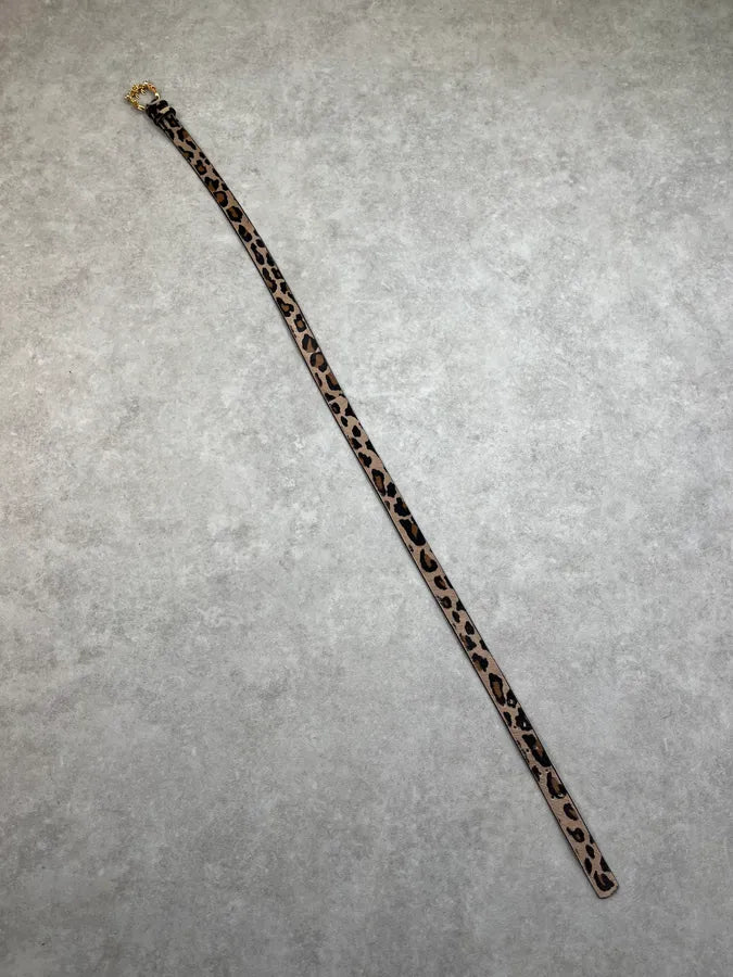 Dsquared2 Beige Hybrid Leather Calf Hair Leopard Belt qlyTjUL 7