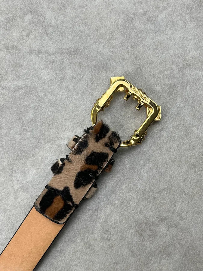 Dsquared2 Beige Hybrid Leather Calf Hair Leopard Belt qlyTjUL 4
