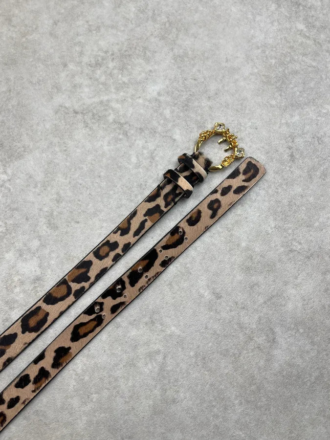 Dsquared2 Beige Hybrid Leather Calf Hair Leopard Belt qlyTjUL 2
