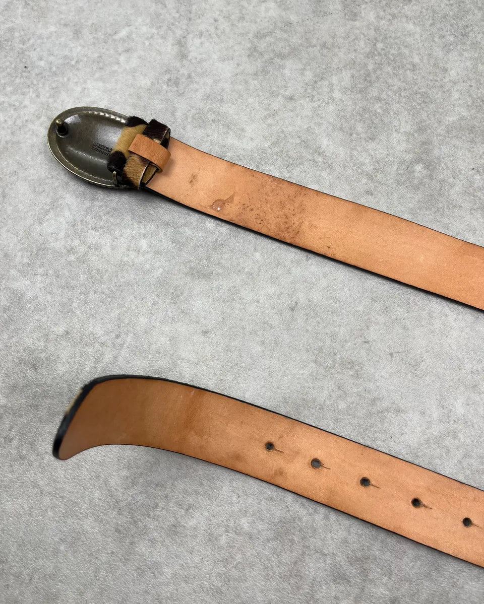 Dsquared2 Beige Pony Hair Leopard Print Belt ircFSDx 5