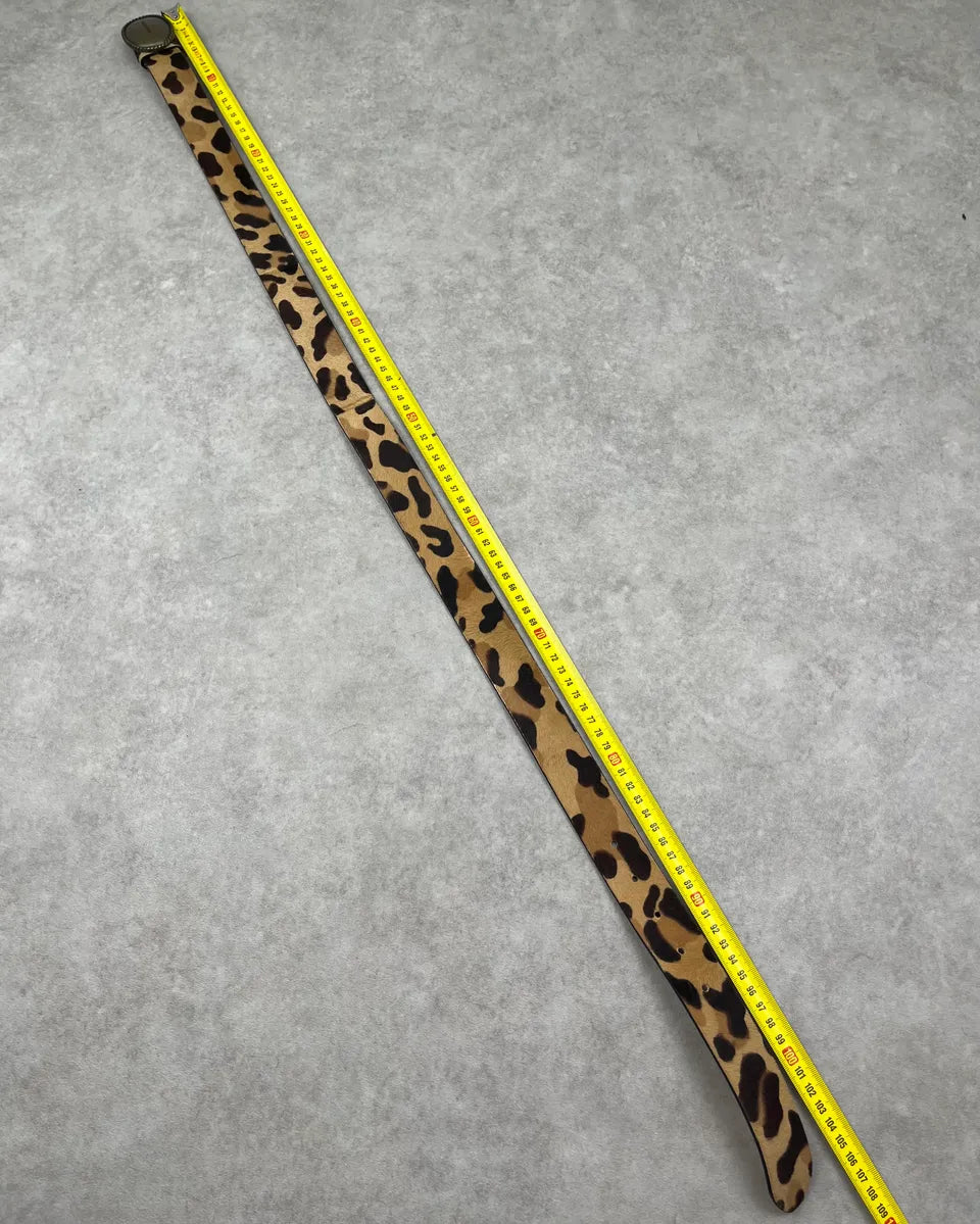 Dsquared2 Beige Pony Hair Leopard Print Belt ircFSDx 8