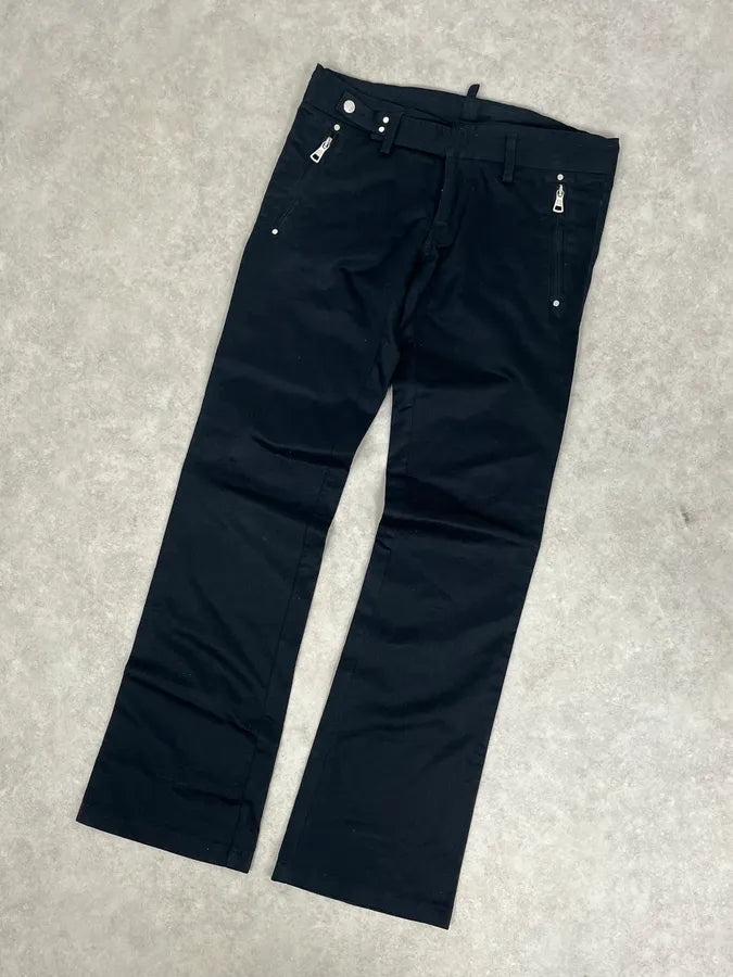 AW2002 Dsquared2 Black Buttoned Zip Bootleg Pants YqRWesa 4