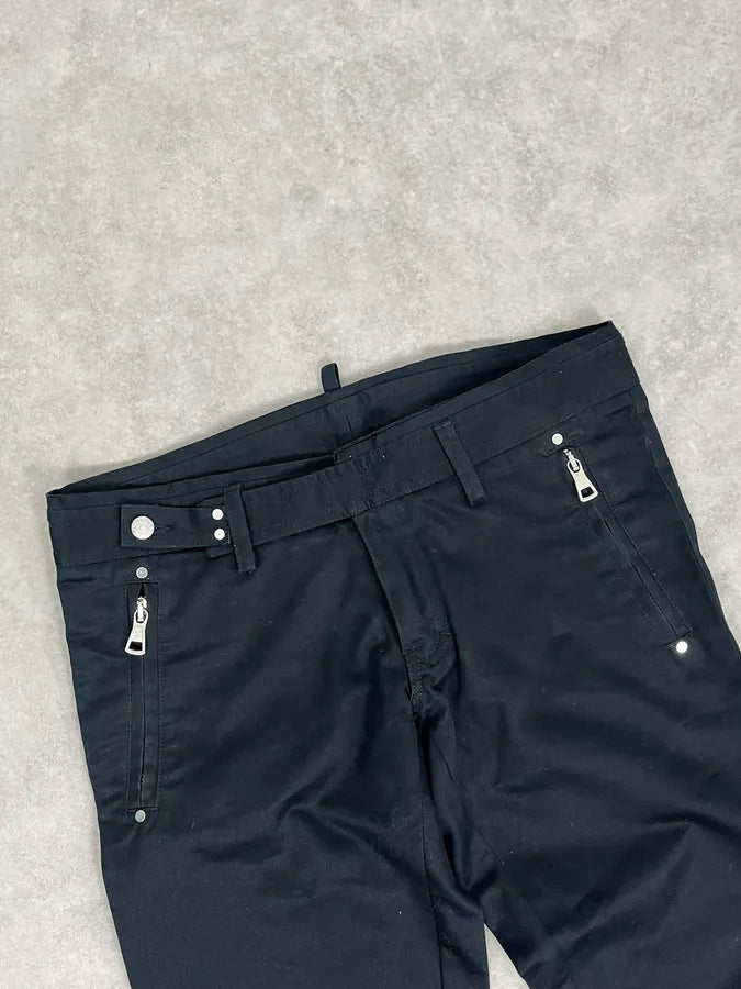 AW2002 Dsquared2 Black Buttoned Zip Bootleg Pants YqRWesa 5