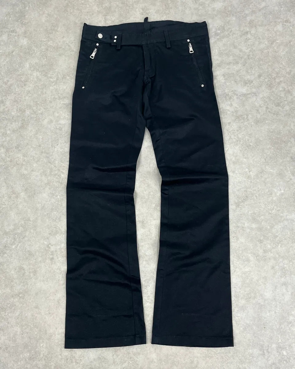 AW2002 Dsquared2 Black Buttoned Zip Bootleg Pants YqRWesa 0