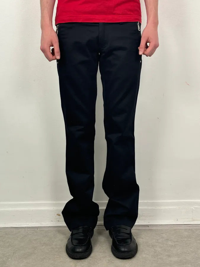AW2002 Dsquared2 Black Buttoned Zip Bootleg Pants YqRWesa 1