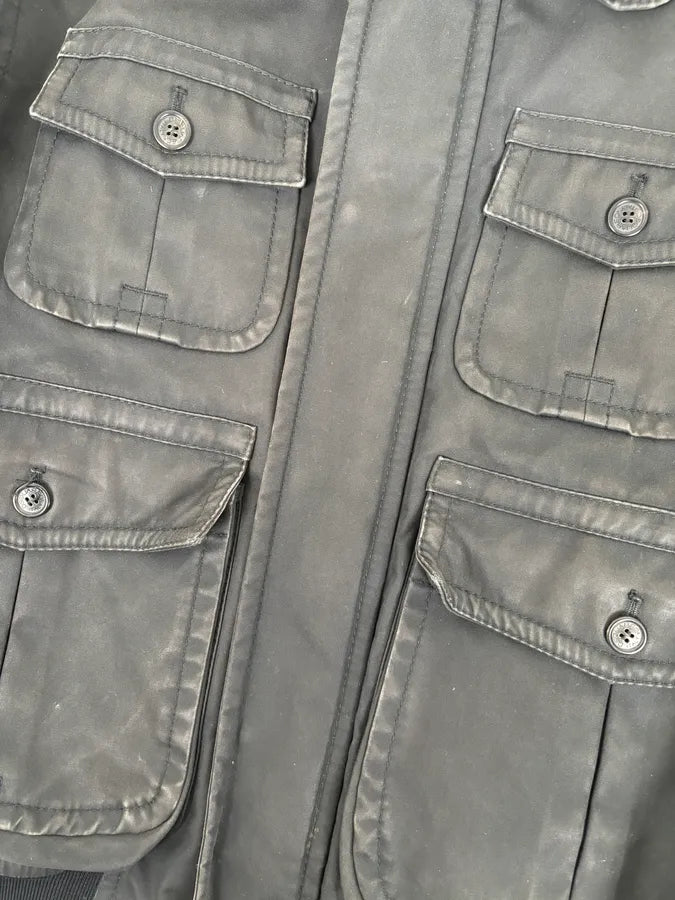 AW2009 Dsquared2 Black Fur Collar Denim Bomber Jacket  EwFnxZT 8