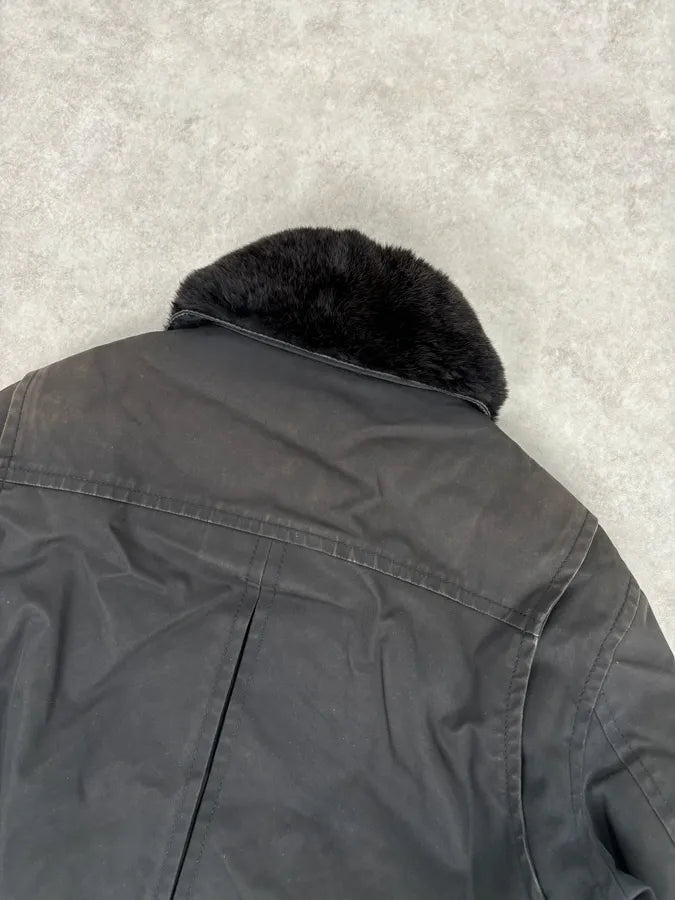 AW2009 Dsquared2 Black Fur Collar Denim Bomber Jacket  EwFnxZT 5
