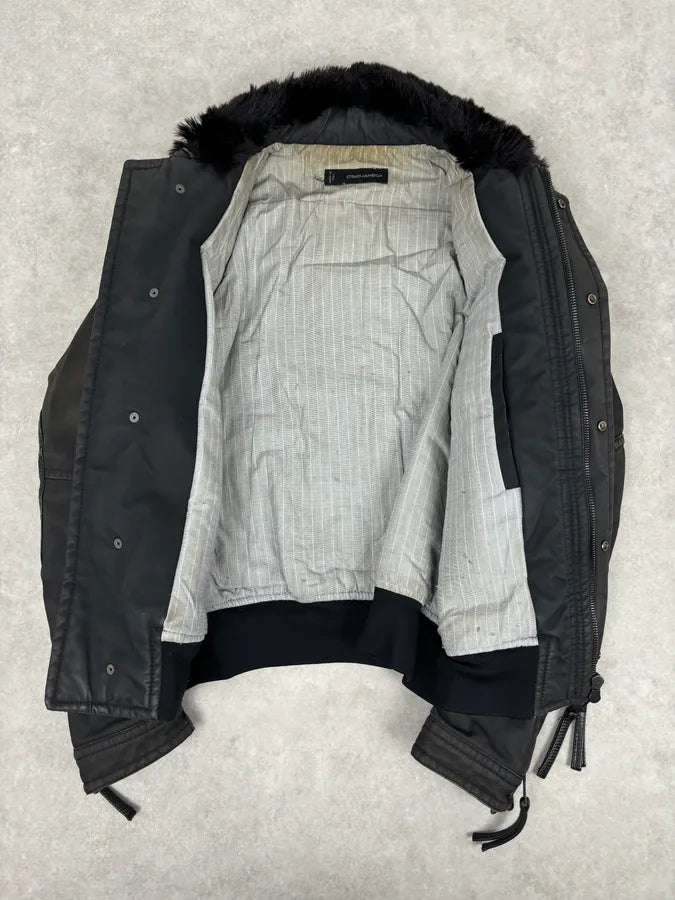 AW2009 Dsquared2 Black Fur Collar Denim Bomber Jacket  EwFnxZT 6