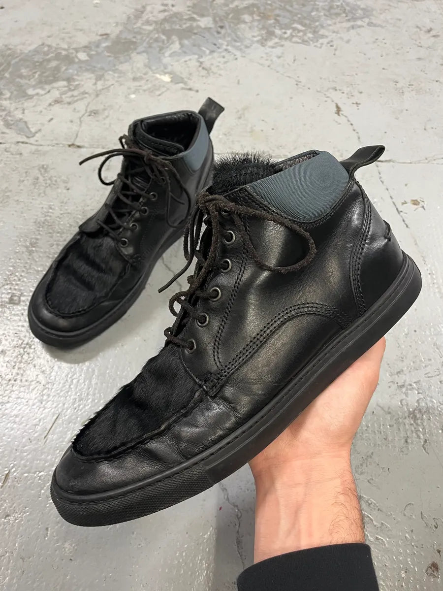 Dsquared2 Black Fur Leather Shoes eWRHEtK 0