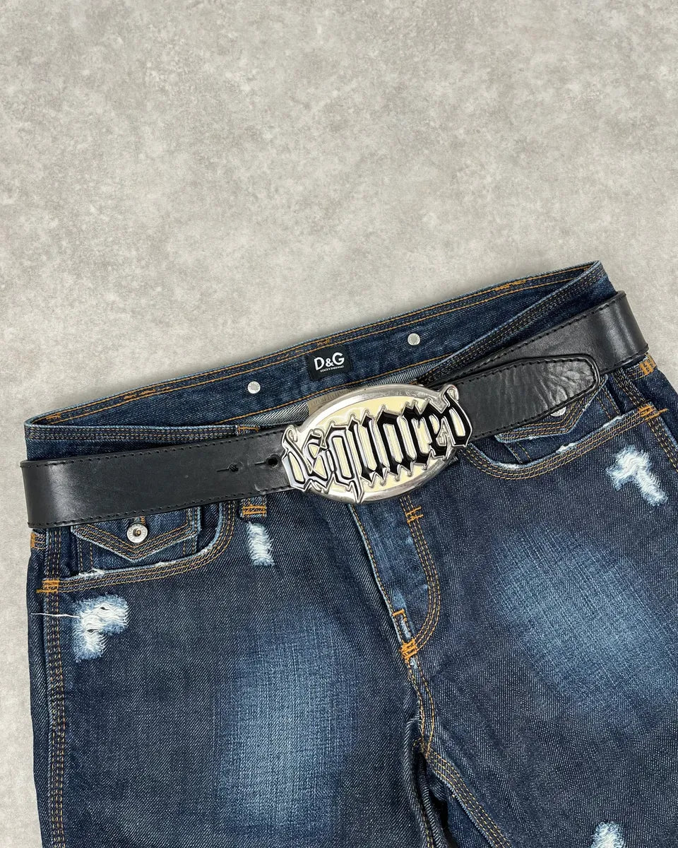 Dsquared2 Black Gothic Leather Belt OnvZcWu 0