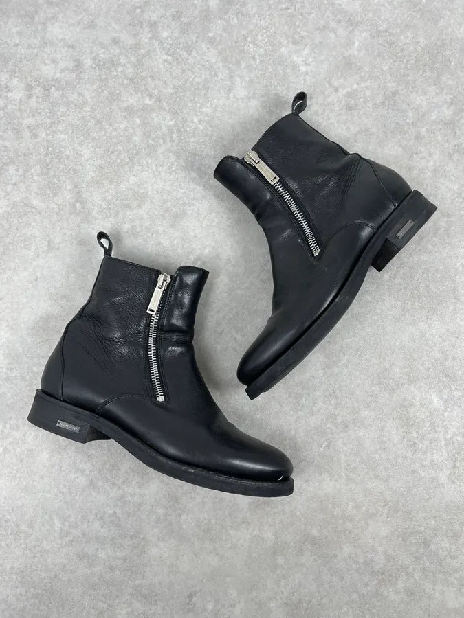 Dsquared2 Black High Leather Zip Boots PihgdKV 3