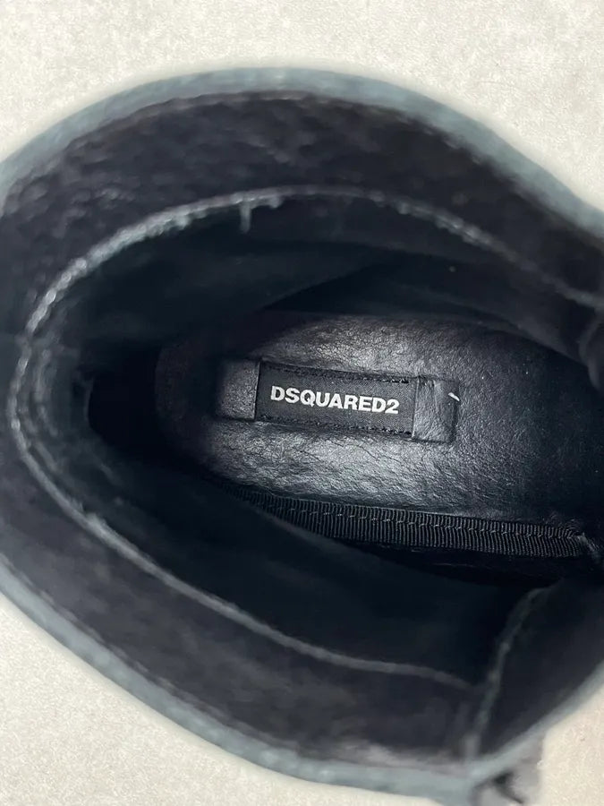Dsquared2 Black High Leather Zip Boots PihgdKV 9