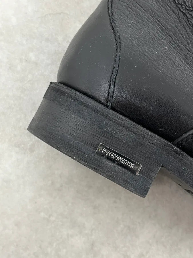 Dsquared2 Black High Leather Zip Boots PihgdKV 7