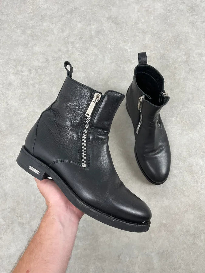 Dsquared2 Black High Leather Zip Boots PihgdKV 0