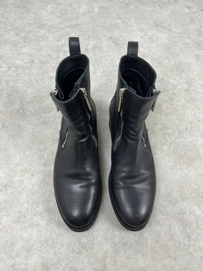 Dsquared2 Black High Leather Zip Boots PihgdKV 1