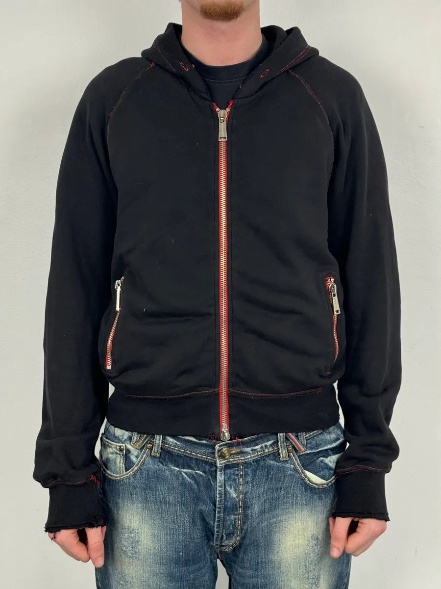 2000s Dsquared2 Black Distressed Zip-up Hoodie APhfFkE 1