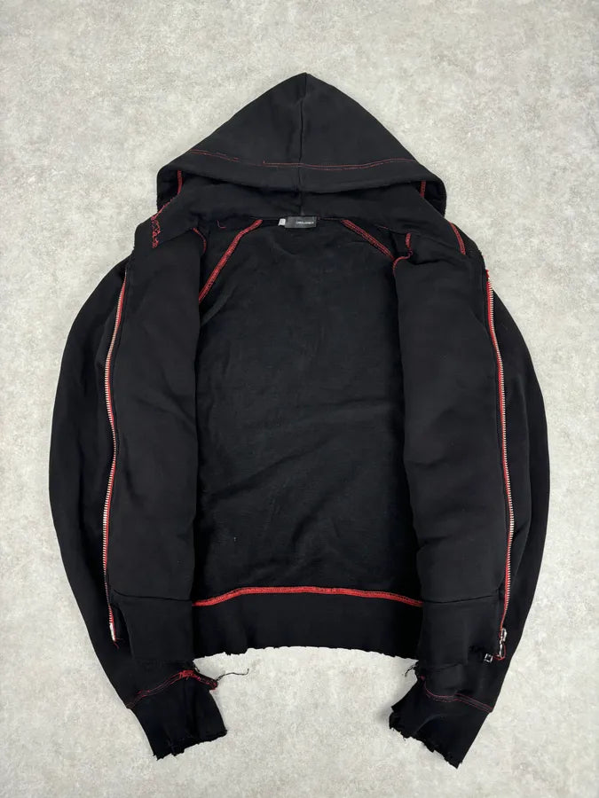 2000s Dsquared2 Black Distressed Zip-up Hoodie APhfFkE 6