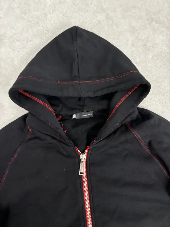 2000s Dsquared2 Black Distressed Zip-up Hoodie APhfFkE 3