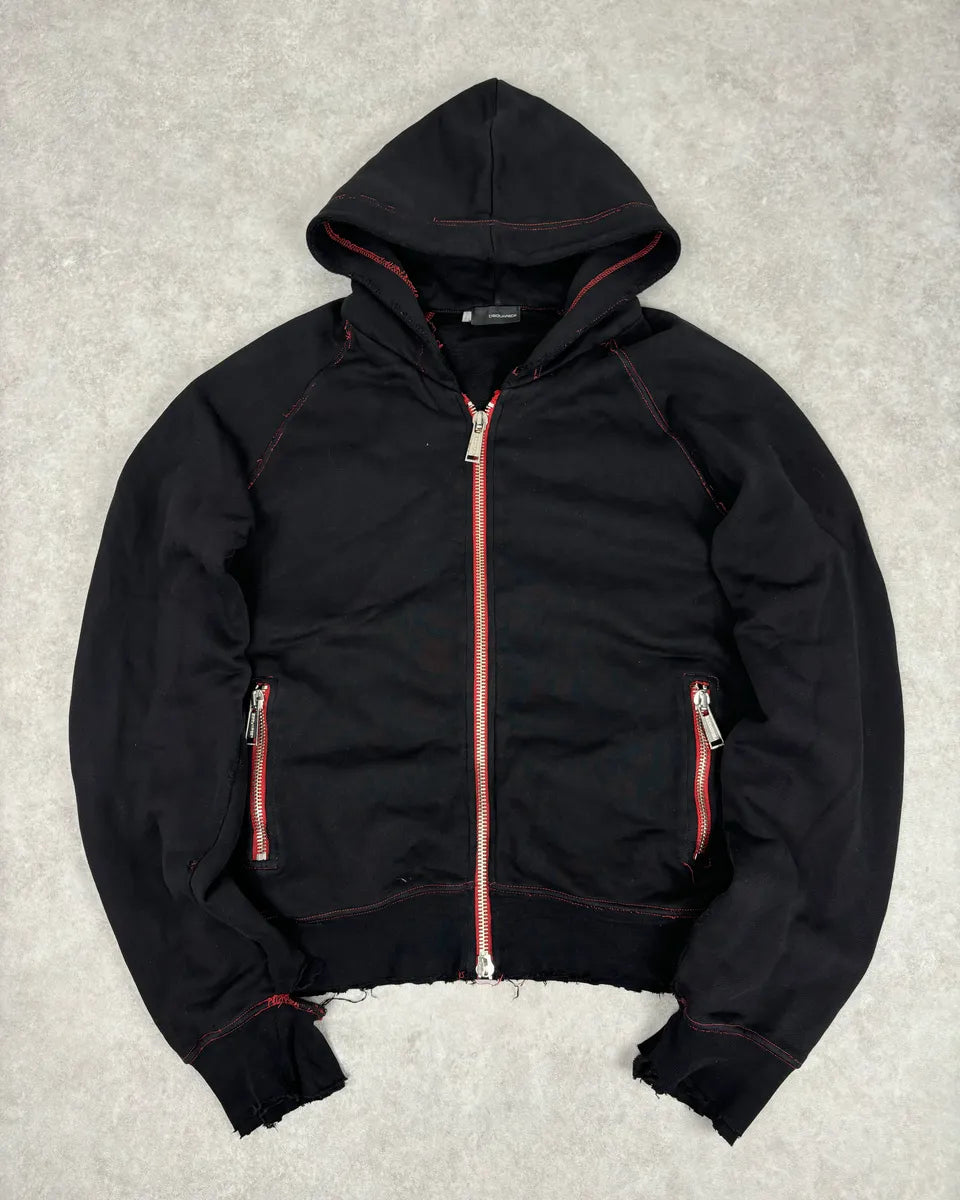 2000s Dsquared2 Black Distressed Zip-up Hoodie APhfFkE 0