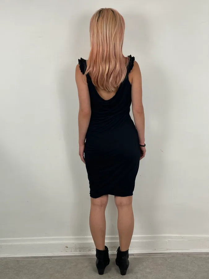 SS2012 Dsquared2 Black Ruched Evening Dress TCdAYDF 1